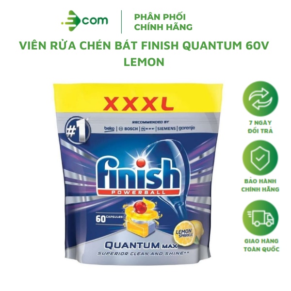 Viên Rửa Chén Bát Finish Quantum 60V Lemon - Dành Riêng Cho Máy Rửa Bát