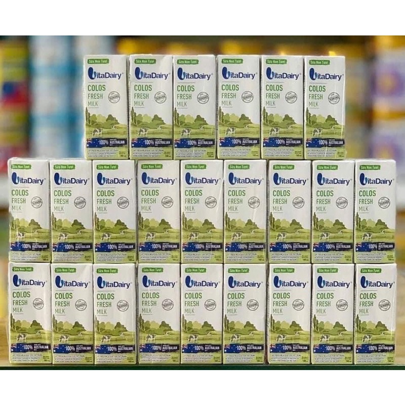 Thùng Sữa non tươi Vitadairy Colos Fresh Milk 180ml x24 hộp( date 28/7/2022)