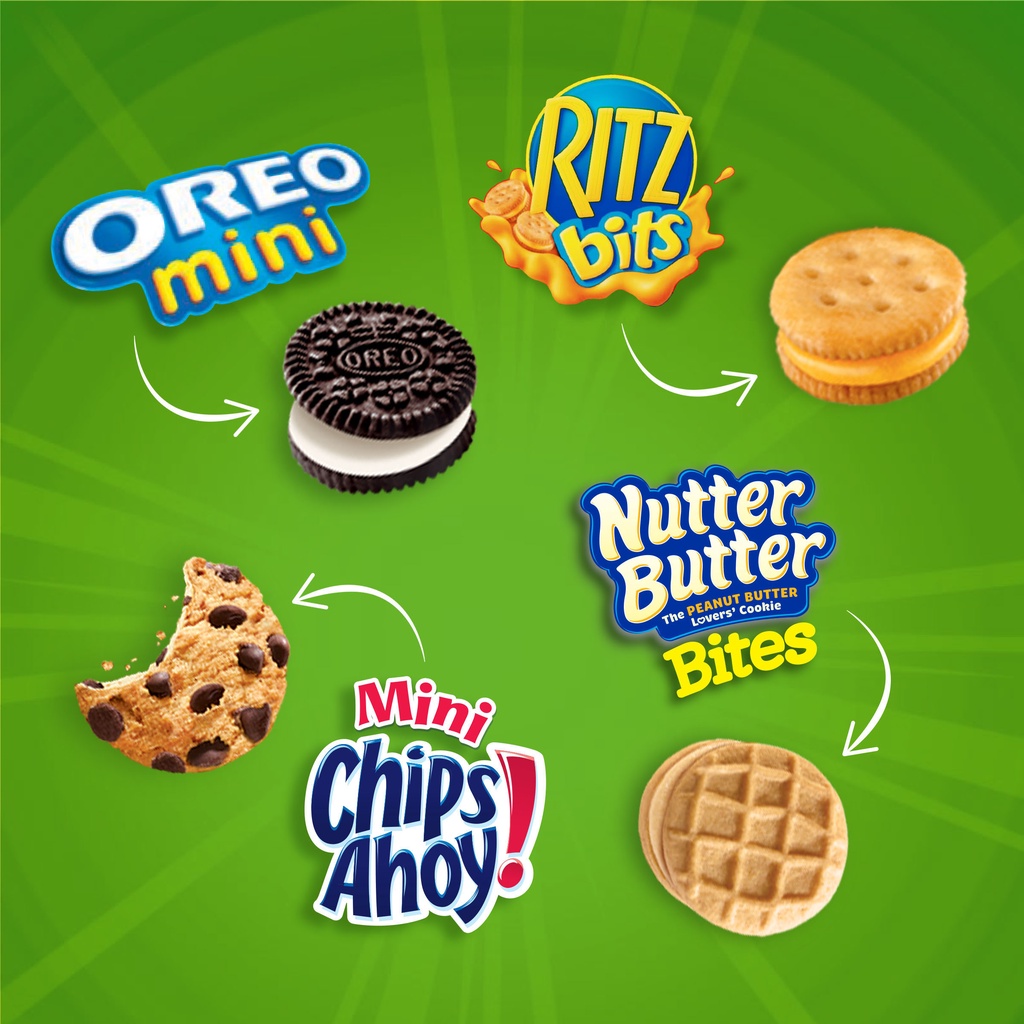 Bánh quy Nabisco mini hộp lớn 20 gói tiện lợi/ Hàng nhập Mỹ, USA, Ritz Cheese, Nutter Butter, Oreo, Chip Ahoy