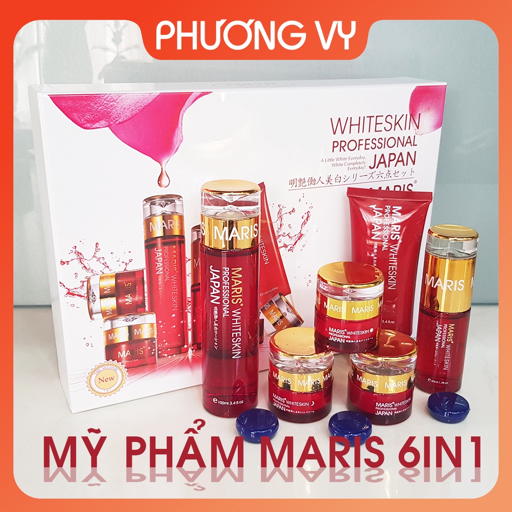 Bộ mỹ phẩm Maris 6in1, chuyên làm mờ nám, tàn nhang và dưỡng trắng da, kem nám Nhật Bản, mỹ phẩm Maris.