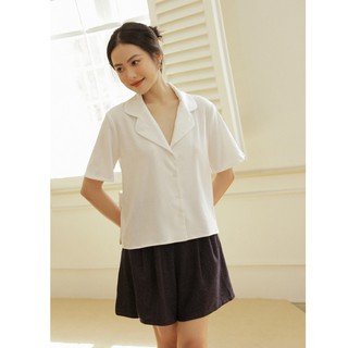Olv - áo basic chemise in white