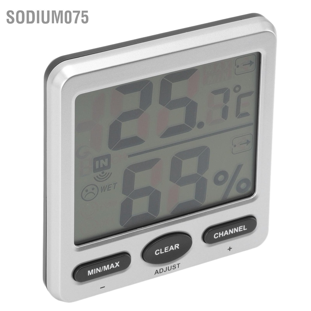 Sodium075 Nhiệt kế phòng Màn hình lớn Chỉ báo mức độ thoải mái trong 24 giờ Ghi lại chính xác cao Cảm biến ẩm cho nhà ngoài trời