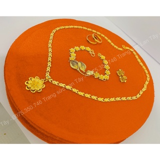 Bộ trang sức cưới dát vàng 9999 chuẩn