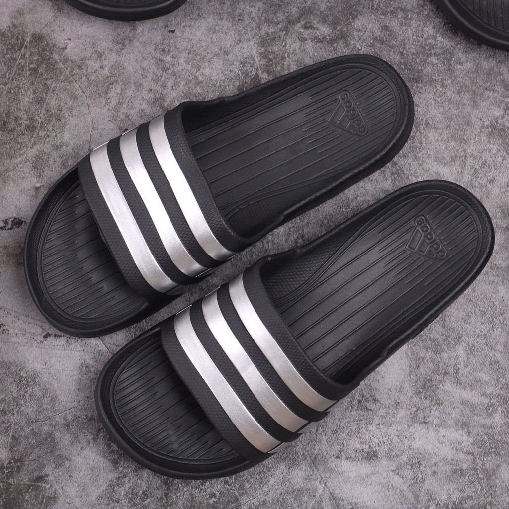 Dép Nam Duramo Đế Đen Sọc Bạc VNXK  Dép Nam Đúc Quai Ngang