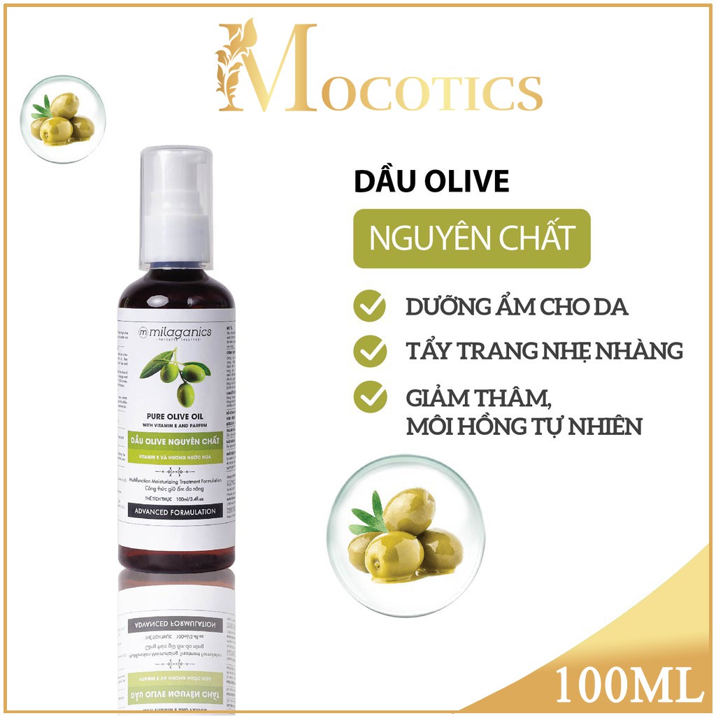 Dầu Olive được chiết xuất từ 100% quả Olive thương hiệu Milaganics