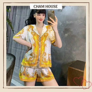 Đồ bộ pijama lụa satin tay ngắn quần đùi
