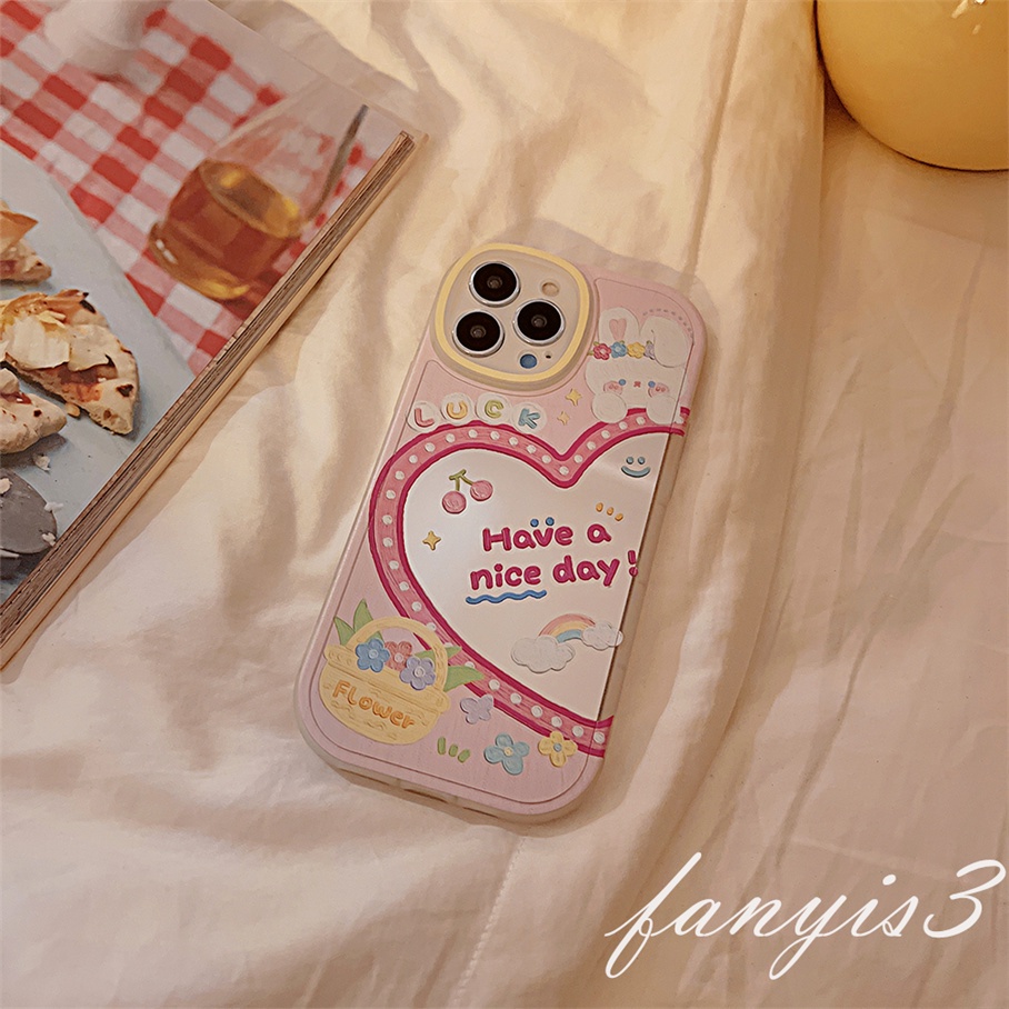 Ốp Điện Thoại Dẻo Họa Tiết Trái Tim Kiểu Graffiti Kèm Gương Cho For iPhone 13 12 11 Pro Max X XR Xs Max 7 8 Plus SE 2020