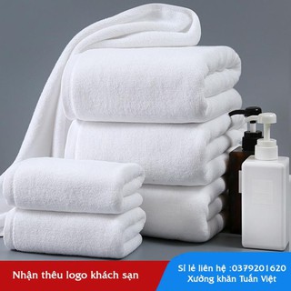 Khăn tắm khách sạn sợi se 100% cotton màu trắng kích thước 70x140cm-400gr êm ái thấm hút  .