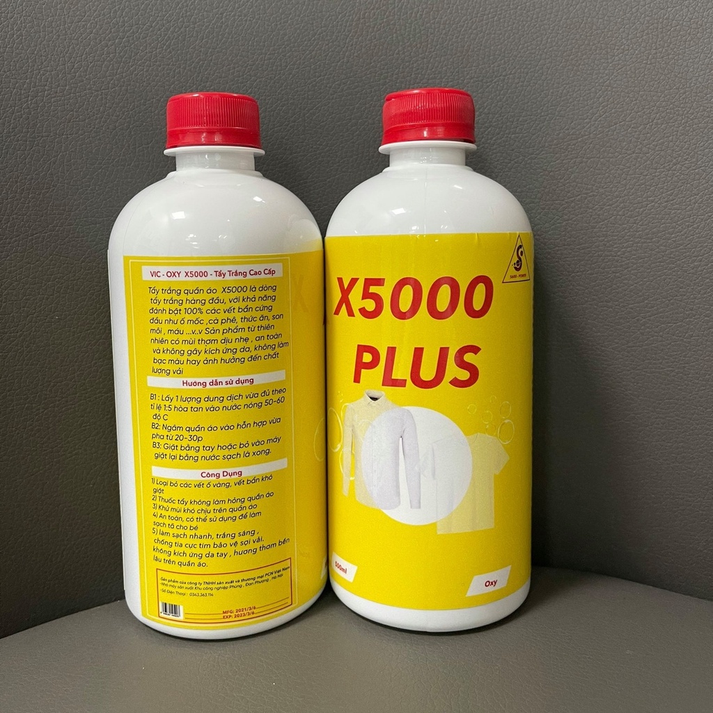 Nước thuốc tẩy quần áo X5000 Plus- Đánh bay ố vàng,mốc quần áo cho vải trắng và màu