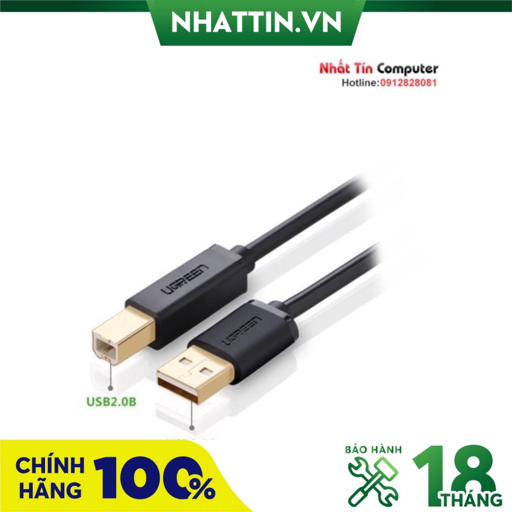 Cáp máy in USB 5m Ugreen UG-10352 đầu cáp mạ vàng - Hàng Cao Cấp