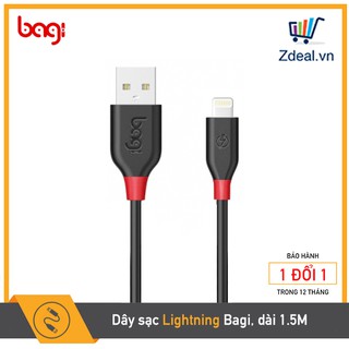 Cáp sạc lightning Bagi CB-IA15, dài 2M, cho iPhone 5/ 5s/ 6/ 6s/ 6s plus/ 7/ 7s plus.
