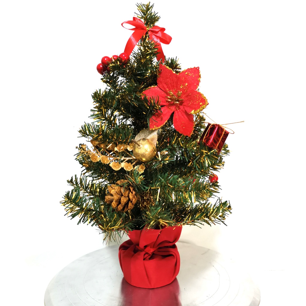 Cây thông noel mini để bàn kèm phụ kiện trang trí gắn sẵn siêu đáng yêu phù hợp để bàn, phòng ngủ, kệ tủ....