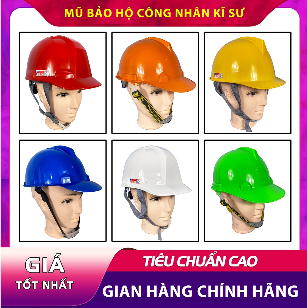 Mũ bảo hộ lao động, Nón bảo hộ lao động cho công nhân, kĩ sư, chất lượng cao có tem kiểm định