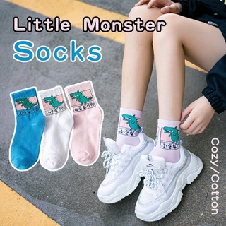 🍀Fashion Socks Girl Hip Hop Cotton Socks Funny Cartoon Dinosaur Monster Socks New Fashion Socks Medium Stockings College Style