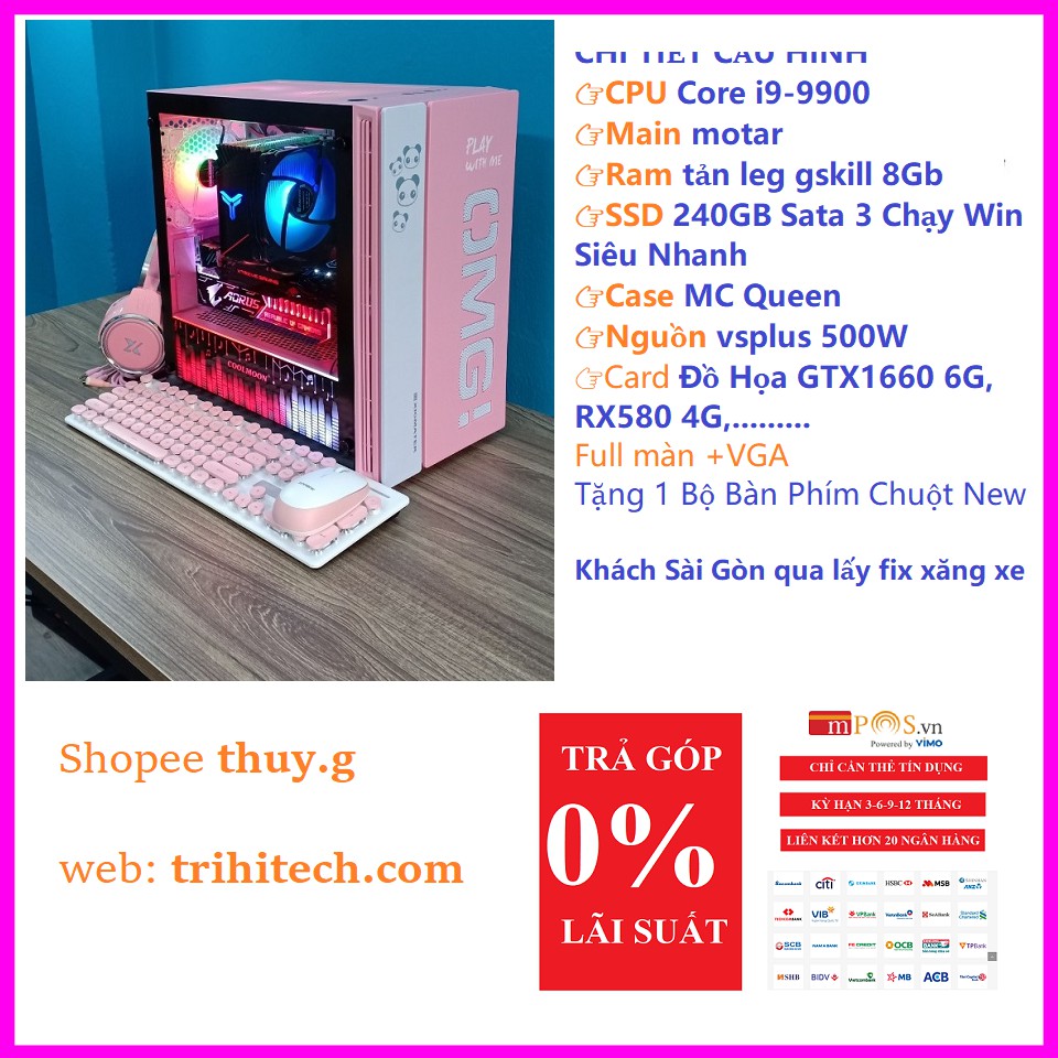 Bộ PC Máy tính gaming đồ họa i5-9400f/B360M/Ram8G/SSD120G/500W/case led | BigBuy360 - bigbuy360.vn