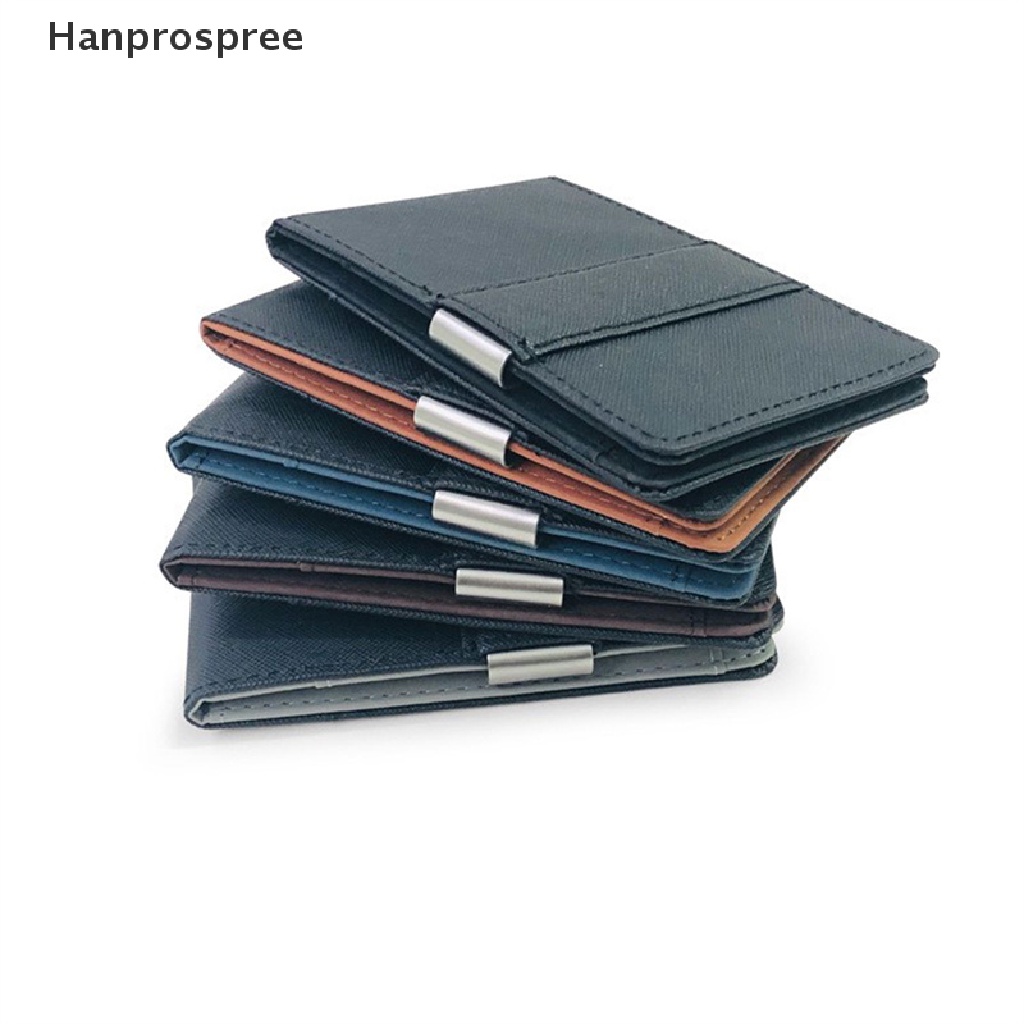Hanprospree > Ví Da Kẹp Tiền Mỏng Màu Trơn Có Kẹp Kim Loại Giữ Thẻ Tín Dụng / Giấy Tờ Thời Trang Cho Nam