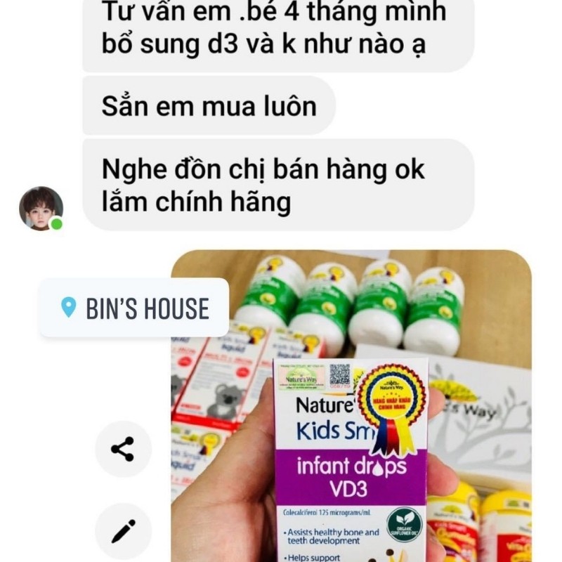 [HÀNG SẴN SHIP NGAY] Siro Bổ Sung Vitamin D3 Cho Bé-Nature's Way Kids Smart Infant Drops VD3 [CHÍNH HÃNG NHÂP KHẨU]