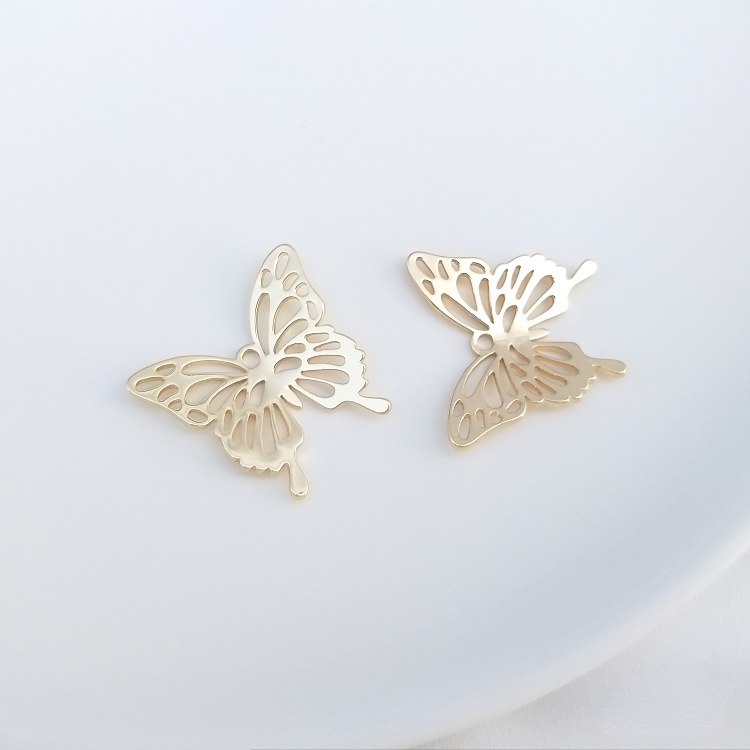 Mặt Dây Chuyền Bằng Đồng Mạ Vàng 14K diy Hình Bướm Nhiều Màu Sắc