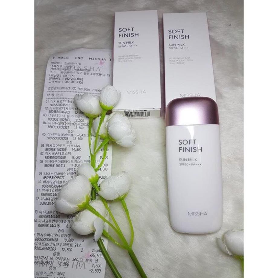 Kem Chống Nắng Missha All-Around Soft finish Waterproof sun milk Essence sun milk Velvet Finish SPF50+/PA++++ 70ml