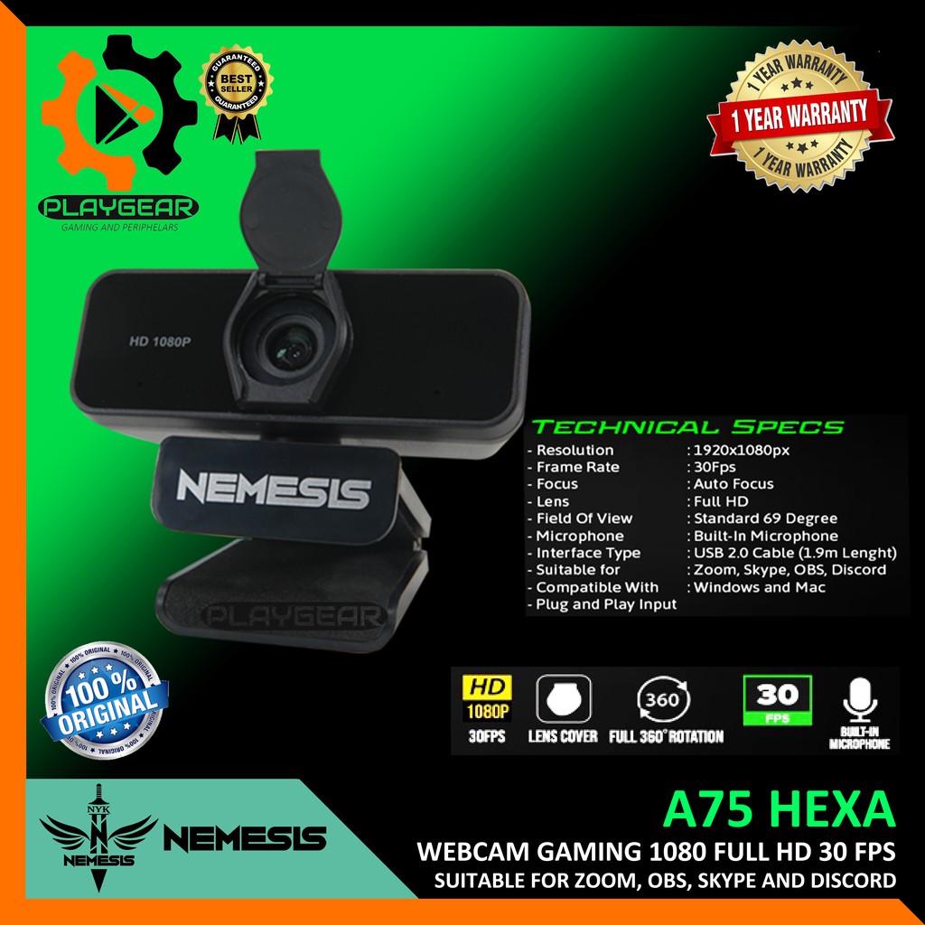 Webcam Chơi Game Nyk Nemesis A75 Hexa 1080p Full Hd Với 30 Fps | BigBuy360 - bigbuy360.vn