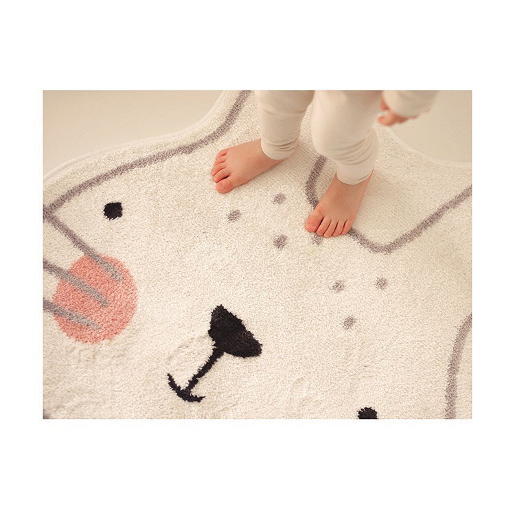 Thảm chân giường trẻ em chất liệu mềm mịn họa tiết THỎ CUTE phong cách Châu Âu kích thước 80x100cm Liminho