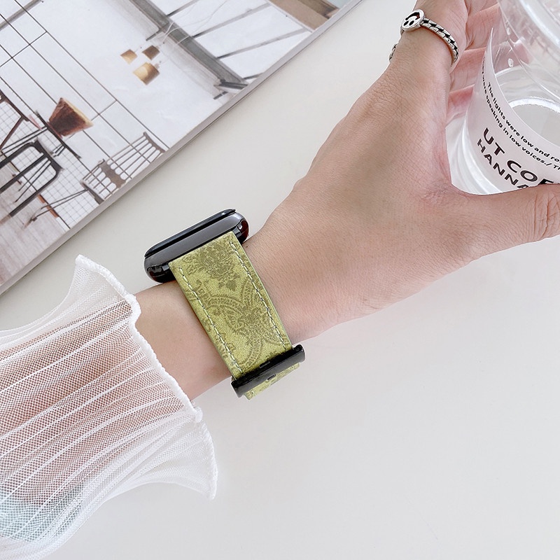 Dây Da Sang Trọng Thay Thế Cho Đồng Hồ Apple Watch Series 7 41mm 45mm 6 SE 5 4 3 38mm 42mm 40mm 44mm