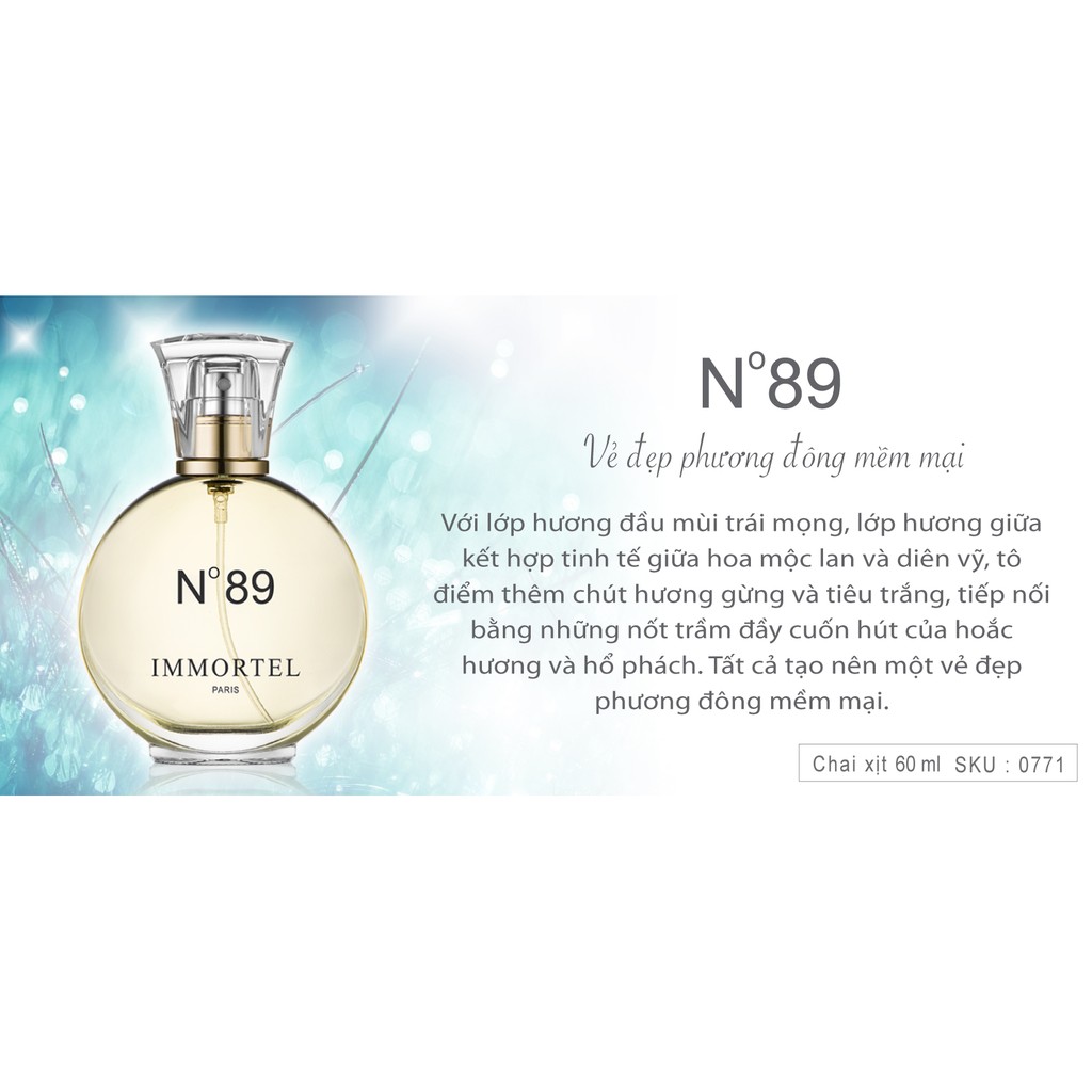 Nước hoa IMMORTEL PARIS No 89 chai xịt 60 ml  Eau De Parfum