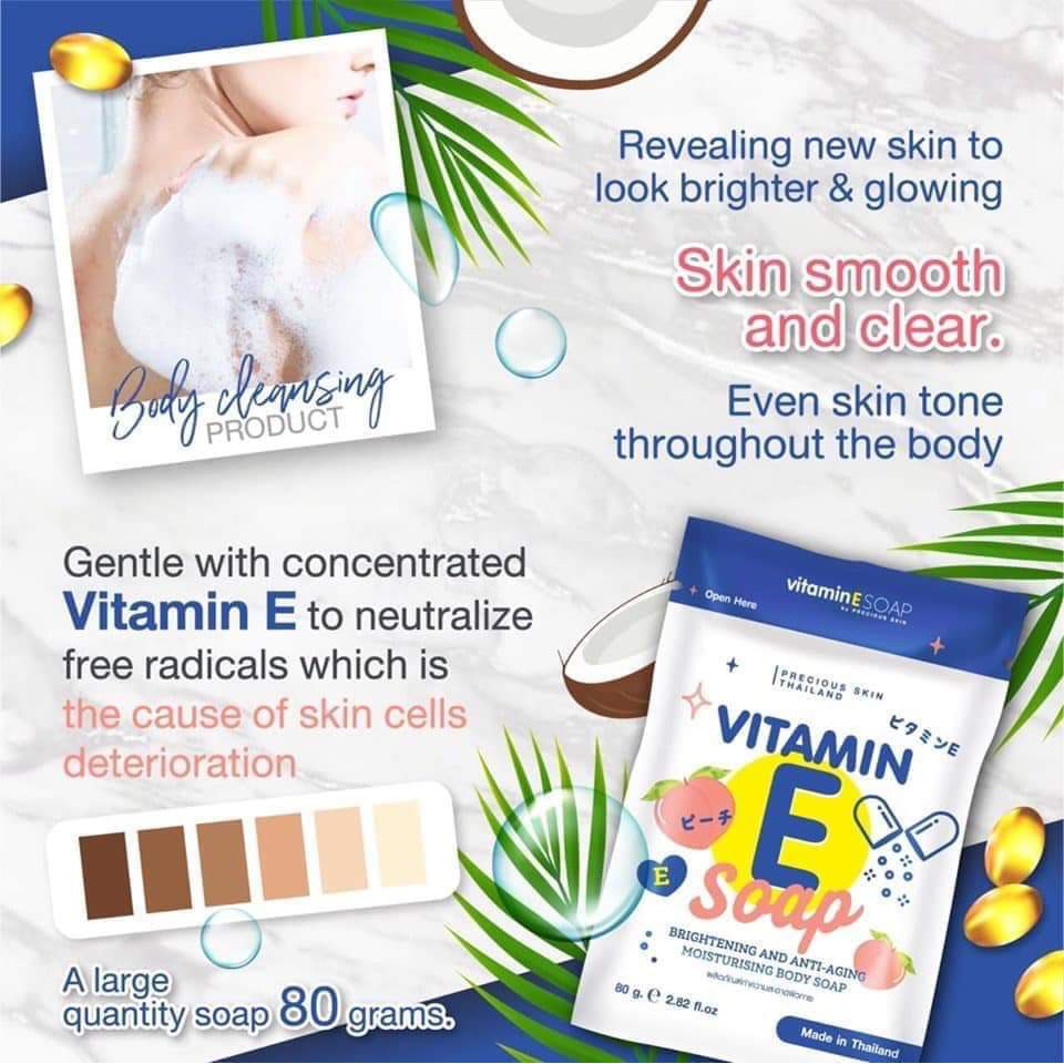 01 Cục XÀ BÔNG Sáng Da Dưỡng Ẩm VITAMIN E Precious Skin Thailand 80g