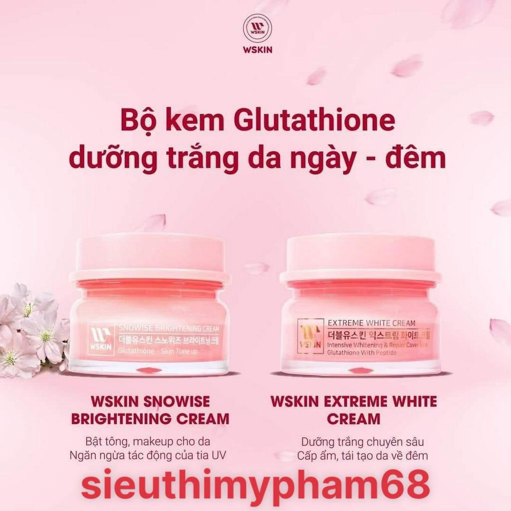 (COMBO) Bộ Đôi Kem Dưỡng Trắng Bật Tông Ban Ngày & Kem Dưỡng Ngừa Nám Tái Tạo Da Ban Đêm Wskin 50g Hàn Quốc
