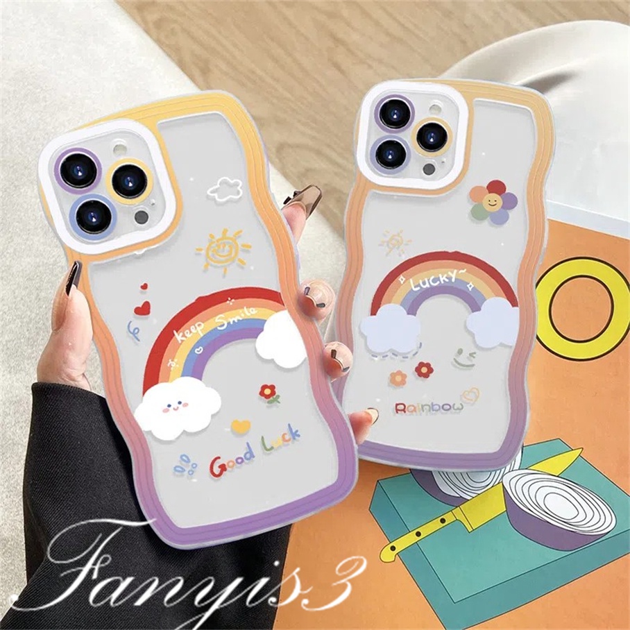 Ốp Điện Thoại TPU Mềm Họa Tiết Mặt Cười Cầu Vồng Cho iPhone 14 13 12 11 Pro Max X XR Xs Max 8 7 6 6s Plus SE 2020