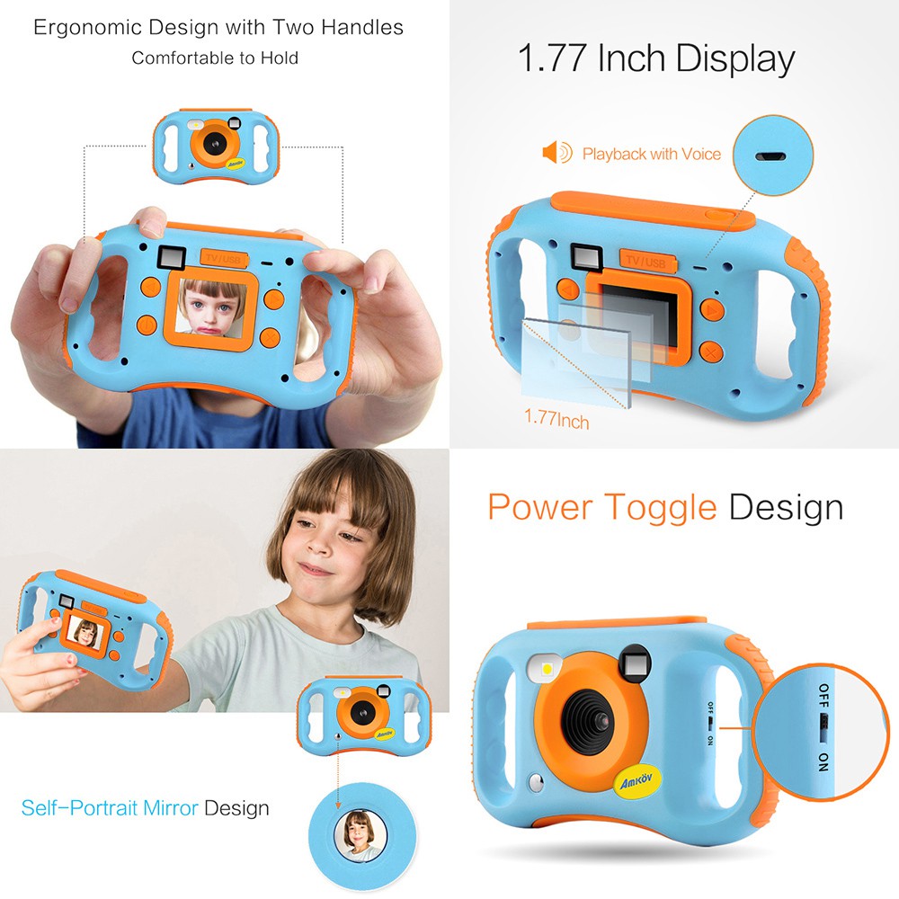 Máy quay video kỹ thuật số Amkov Kids Kết nối WiFi tối đa. 5 Mega Pixels tích hợp trong tiếng Litva | BigBuy360 - bigbuy360.vn