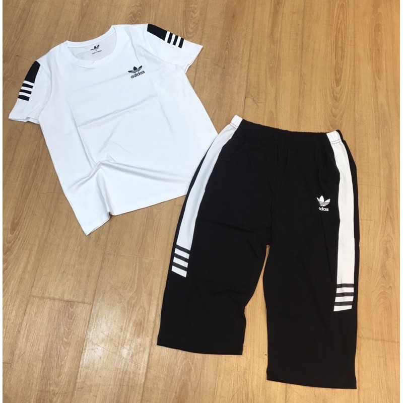 [Chuyên sỉ] Bộ cotton quần lửng In Made in ADiDas nữ