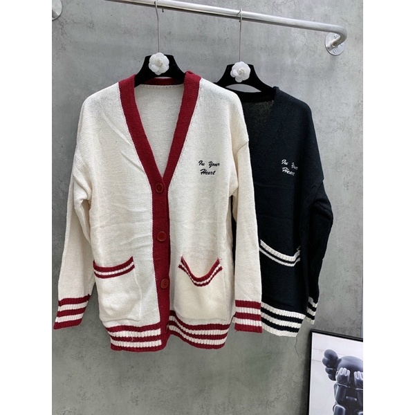 Áo khoác cardigan viền from rộng mẫu mới.