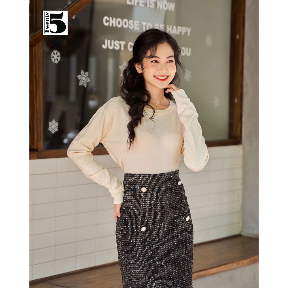 Áo len nữ cổ tròn dáng suông chất mịn Twentyfive 3912