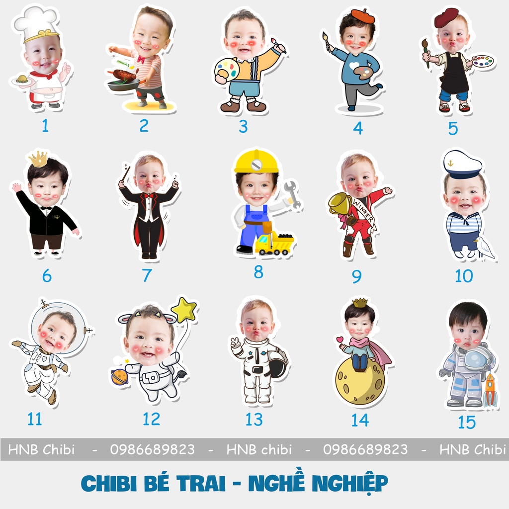 Hình chibi bé trai, chibi sinh nhật đáng yêu, ngộ nghĩnh, có nhiều mẫu mã