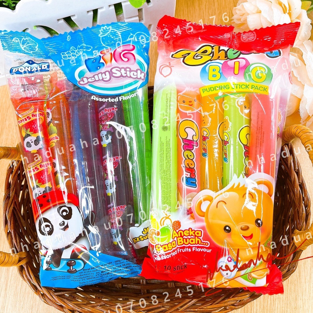 Một gói thạch pudding kem đá mix vị trái cây IceCream Stick Malaysia gói 300g/450gam gồm 10 cây