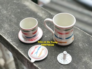 Phin pha cafe gốm sứ Bát Tràng cao cấp vẽ cá màu