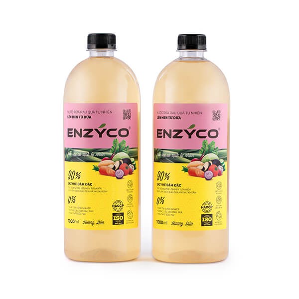 Nước Ngâm Rau Củ Quả Hữu Cơ Sinh Học ENZYCO Làm Sạch Thực Phẩm Khử Mùi Tanh 90% Enzyme Lên Men Từ Dứa Bồ Hòn Xả Chanh 1L