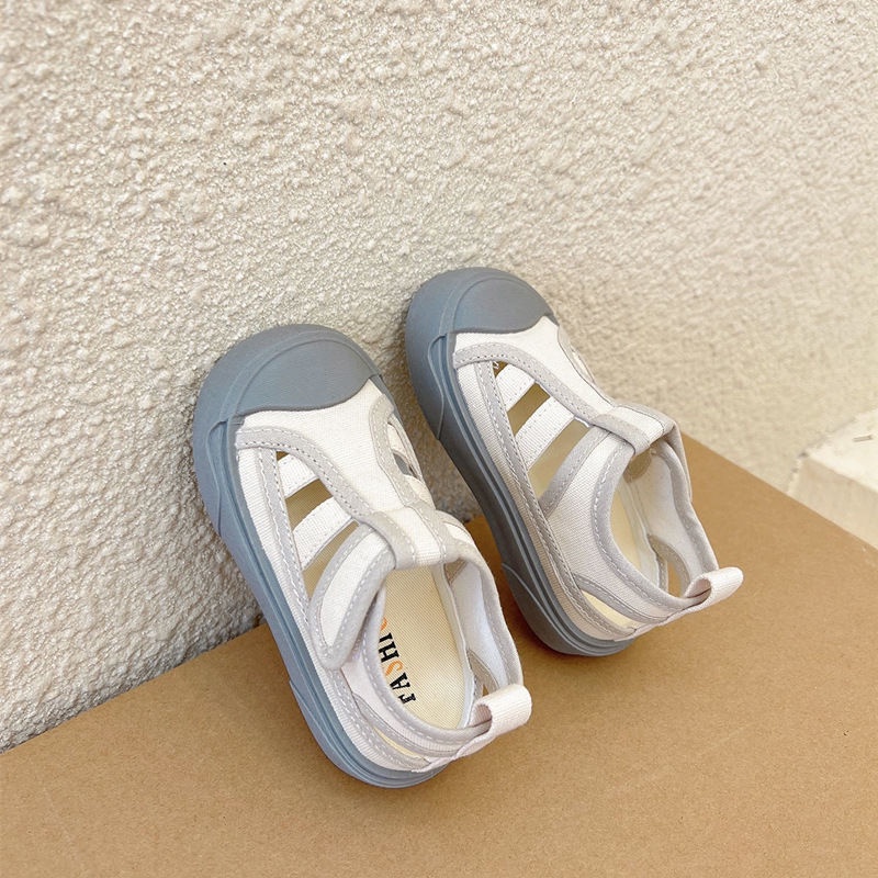 [Hàng Có Sẵn Bán Chạy] Giày Sandal Thể Thao Canvas Đế Mềm Phối Lưới Thoáng Khí Hở Ngón Mùa Hè Dễ Phối Đồ Cho Bé Trai