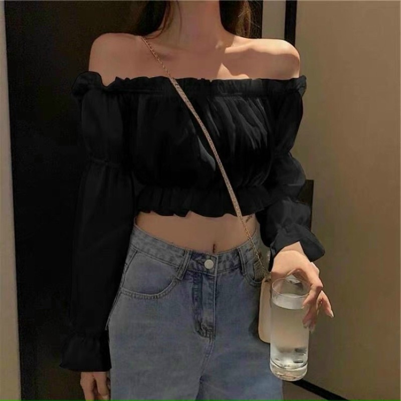 Hàng mới áo trễ vai dài tay bánh bèo