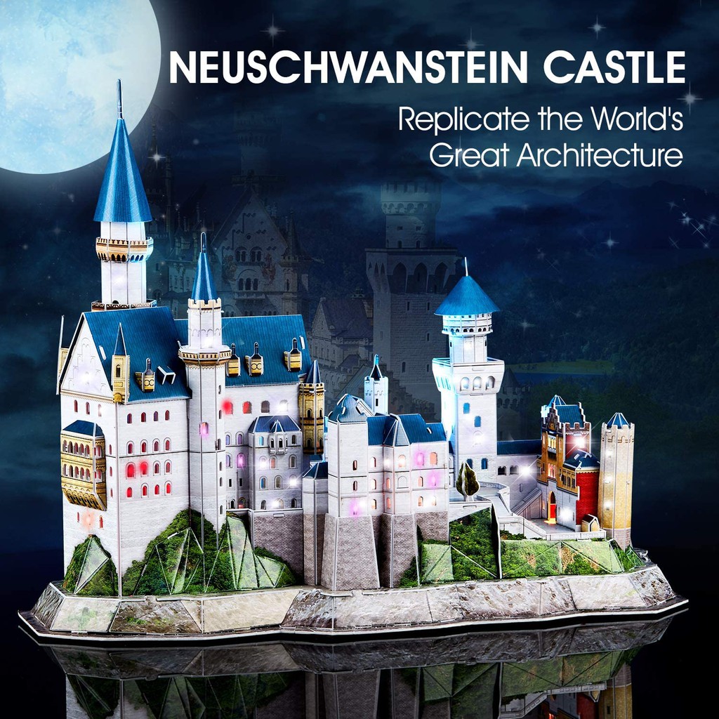 Mô hình giấy 3D CubicFun - Led lâu đài cổ tích Đức - Neuschwanstein castle