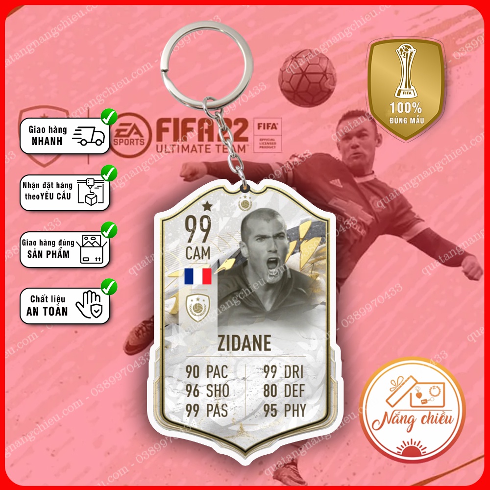 Móc Khóa Icon Zidane, Móc khóa thẻ LEGEND - ☘️MÓC KHÓA THẺ CẦU THỦ☘️