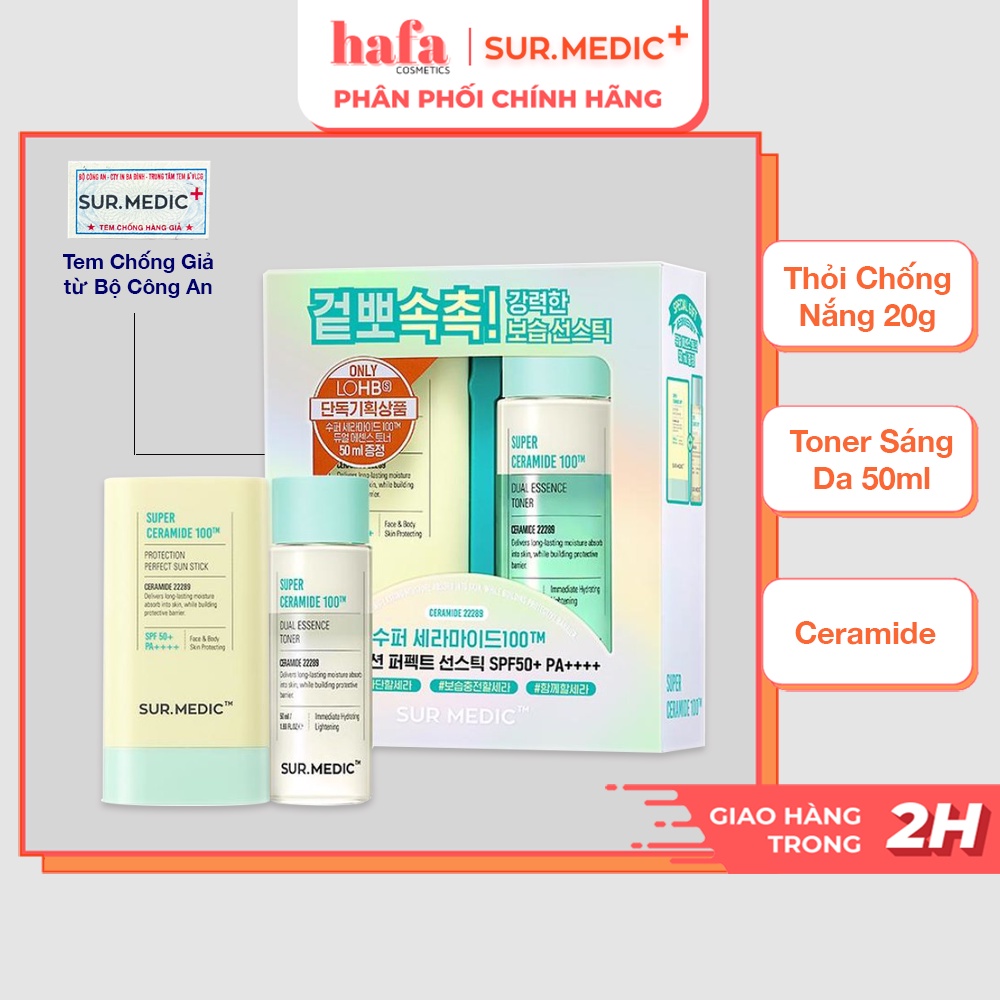 [Date 11/2022] Set Thỏi Chống Nắng &amp; Toner Dưỡng Ẩm Da Sur.Medic Super Ceramide 100™(Sun Stick 20g + Toner 50ml)