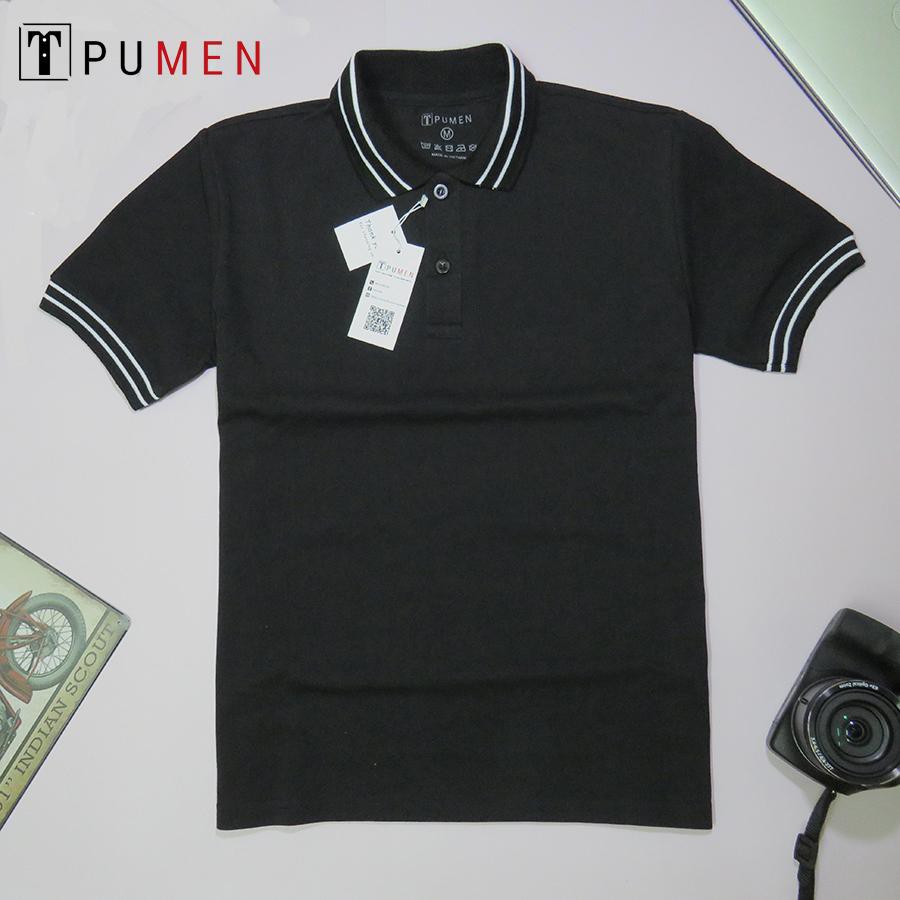 Áo Polo Đen line Trắng | BigBuy360 - bigbuy360.vn
