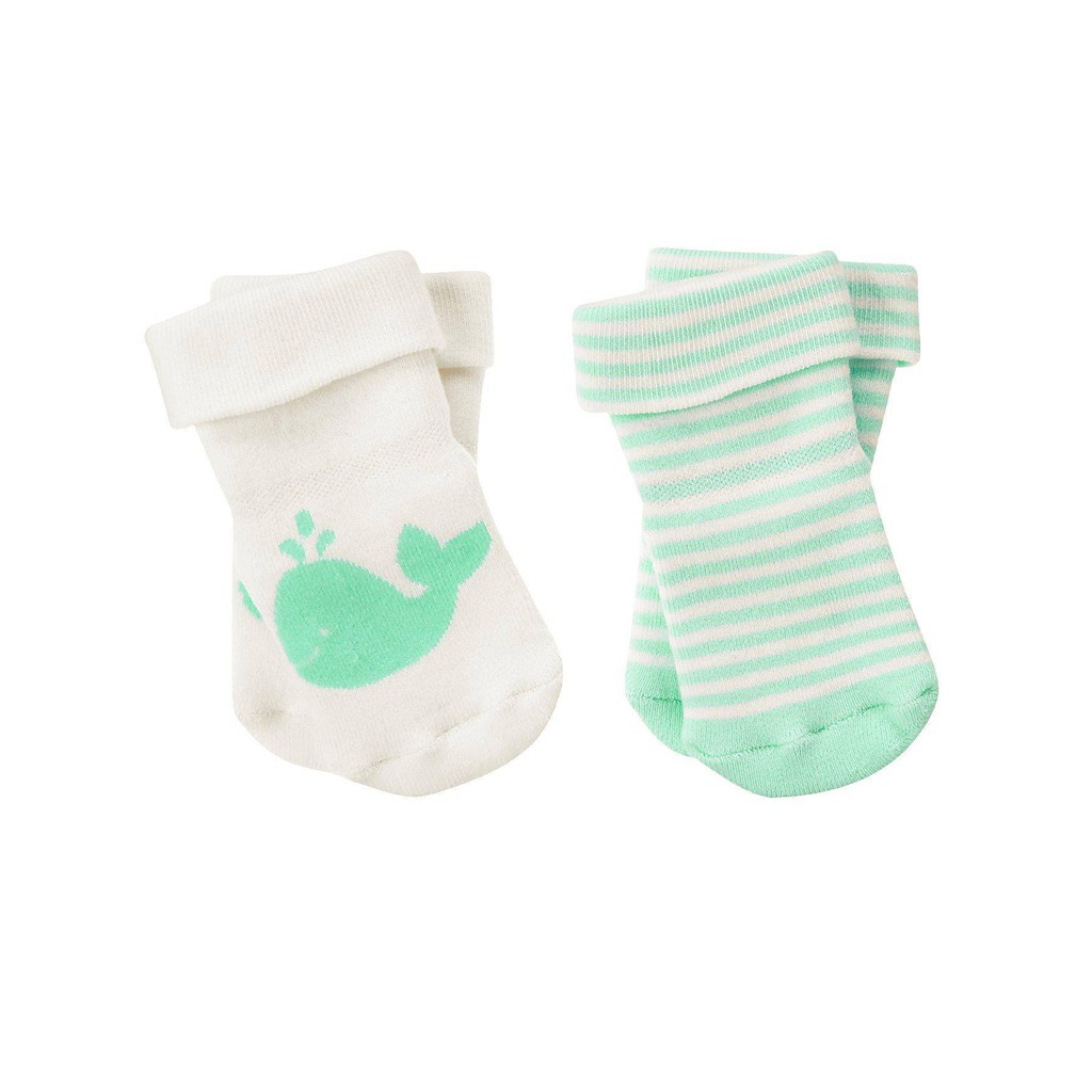 Set 2 đôi vớ bé trai/bé gái chính hãng Gymboree nhập từ Mỹ - Gymboree Whale Socks Two-Pack - Sweet Mint