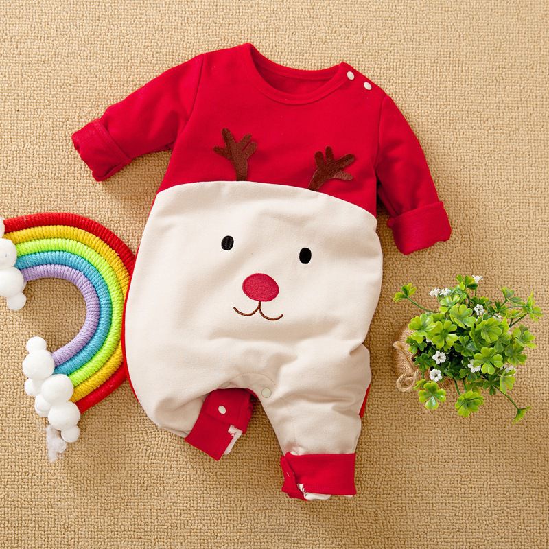 Christmas Newborn Baby Elf Bodysuit Santa Claus Hat Cosplay Costume Outfit Set gift