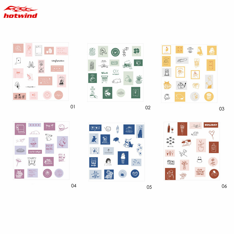Set 60 Tấm Hình Dán Hoạt Hình Xinh Xắn Dùng Trang Trí Đa Dụng Chất Lượng Cao