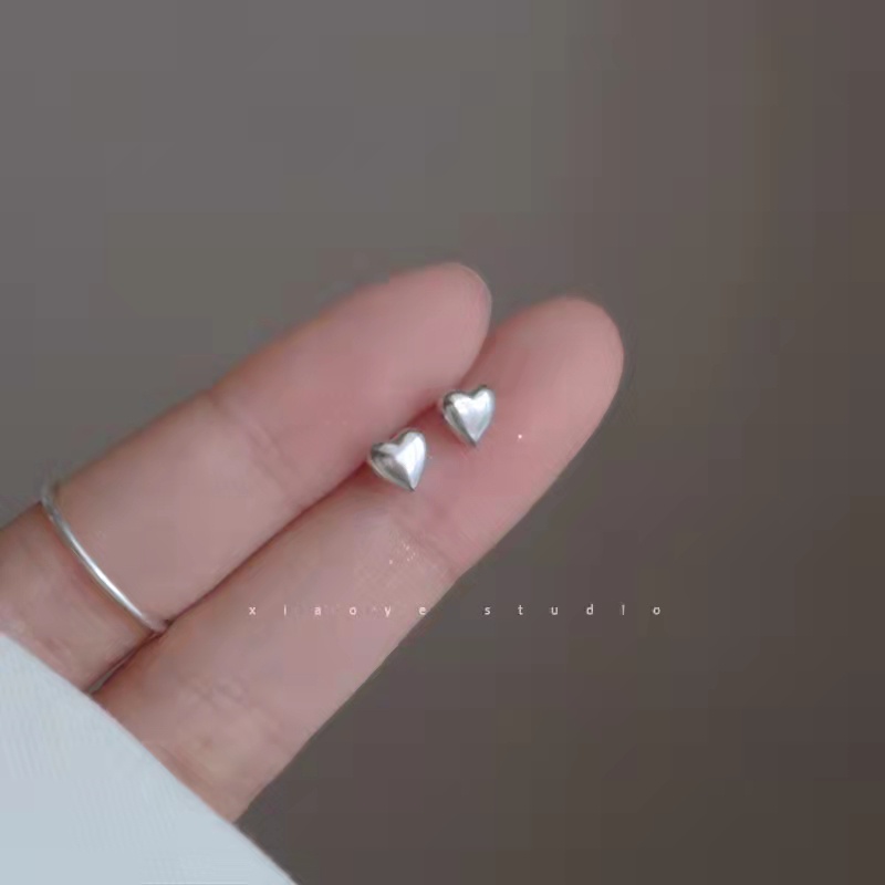 Khuyên tai kim loại mặt hình trái tim đơn giản ngọt ngào thời trang dành cho nữ