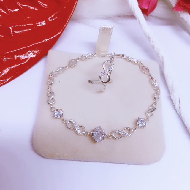 Bộ trang sức nhẫn và lắc tay vô cực LINH MIU SILVER