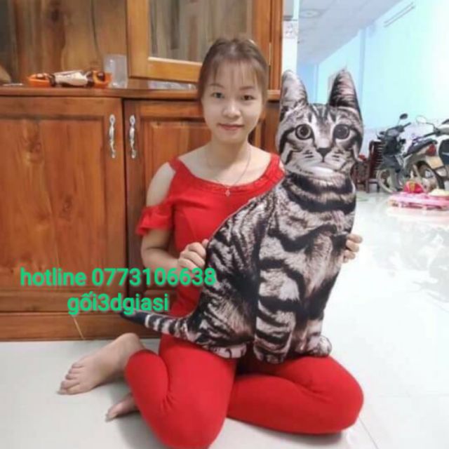 Gối ôm 3D hình con mèo size lớn